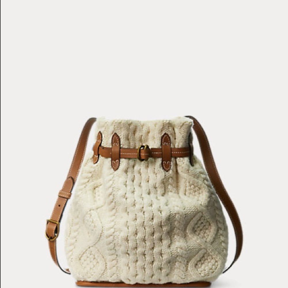 Polo Ralph Lauren Cable-Knit Medium Bellport Bucket Bag